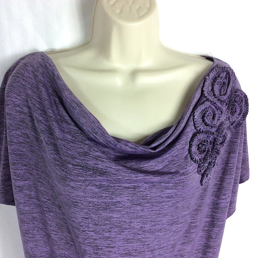 4/$25 AGB Blouse Purple Loose Fit Banded Top S - Picture 4 of 9